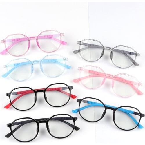48-18-136 Round Anti Blue Light Blocking Glasses Kids Frame Fashion Glasses Clear Lens Computer Children Eyeglasses