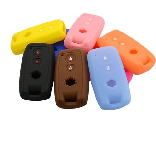 OkeyTech 2 Buttons Soft Silicone Rubber Car Key Cover Case For Suzuki Grand Vitara SX4 Swift XL-7 Car Remote Key Case Shell