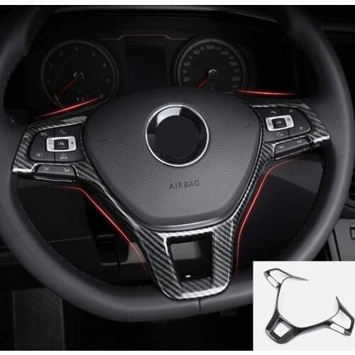 Steering Wheel Trim Frame for VW Volkswagen Tiguan Mk2 16-20 Steering Wheel Carbon Fiber Decorative Sticker Modified Accessories