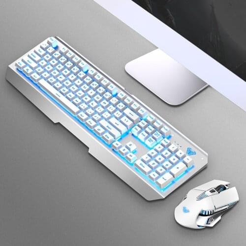 Rechargeable wireless keyboard and mouse set office gaming mechanical illuminated wireless keyboard and mouse
