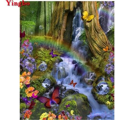 Full Square Round Drill 5D DIY Diamond Painting Forest Landscape Rainbow Diamond Embroidery butterfly Cross Stitch Mosaic Set
