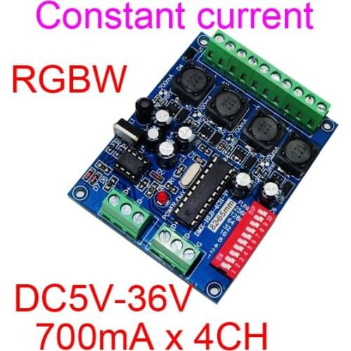 Constant current 4 channel 700MA DMX512 RGBW controller 4CH DMX512 decoder DC5-36V input each channel 700MA