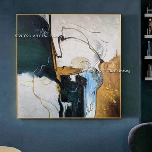 Modern Hotel Decorative Painting Living Room Abstract Handmade Painting Simple Mural Entrance American-Style Hanging Painting