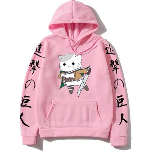SUNOWE Attack On Titan Hoodies Anime 2021 Funny Cartoon Hoodies Harajuku Streetwear Cat Casual Sweatshirts Clothing
