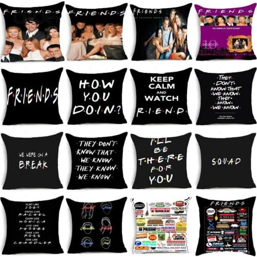 Friends TV Show Funny Quote Black Cushion Cover Polyester Decorative Cushion Cover Couple Married Home Bedroom Decoration Gift