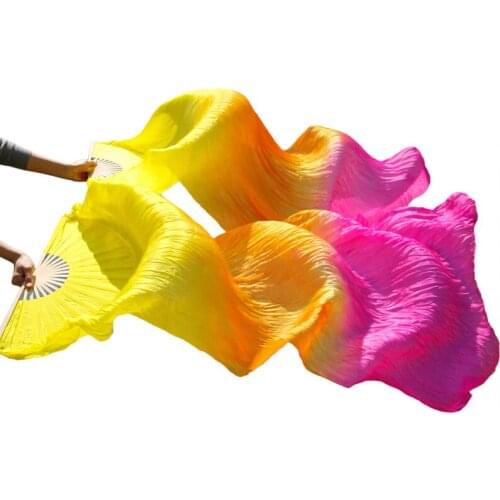 Belly Dance Fans 100% Real Silk/Imitation Silk 1 Pair High Quality Pure Natural Silk Fan Dance Prop Handmade Dyed Silk Dance Fan