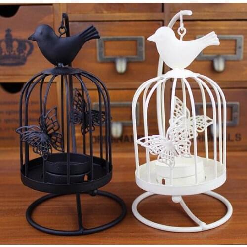 Zakka Candlestick fashion white black iron birdcage mousse Candle Holders wedding favor