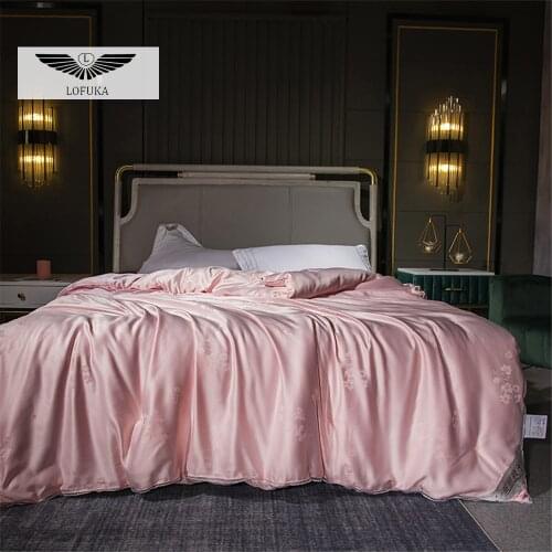 Lofuka Women Top Grade Pink 100% Silk Quilt Beauty Nature Silk Comforter Filling Silk Summer Winter Queen King Bedding in Filler