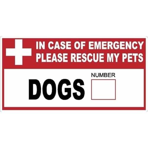 1 PCS Car Stickers IN CASE OF EMERGENCY SAVE MY PETS DOOR STICKER DECAL FIRE WARNING SAFETY DOG CAT Graphic 13X6.7cm X 6.7cm