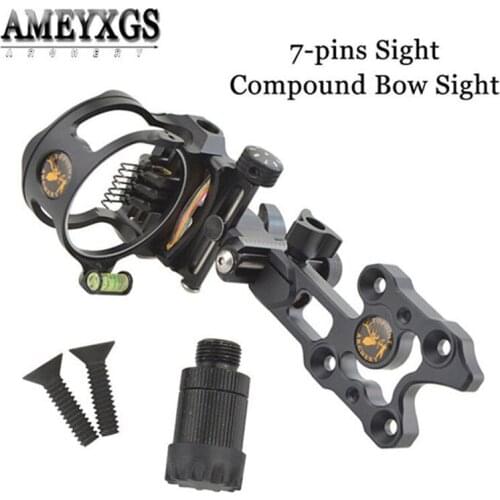 1pc Adjustable 7-pin Bow Sight Compound Bow Sight 0.019 Optic Fiber Sight Needle For Hunting Shooting Aiming Archery Accessories