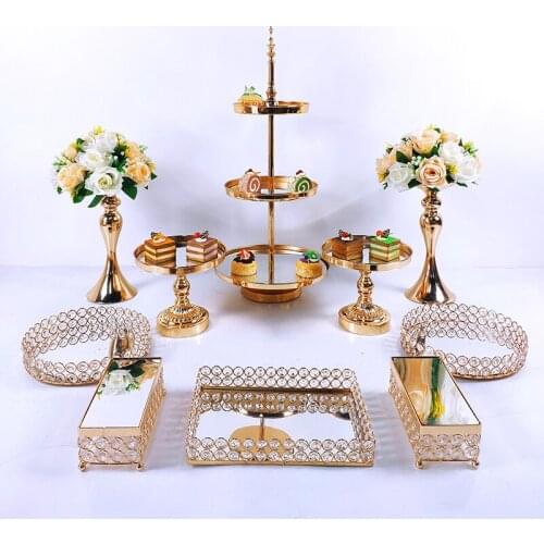 10 PC European Style Crystal Metal Wedding Cupcake plate Rack Holiday Party DisplayTray Cake Stand