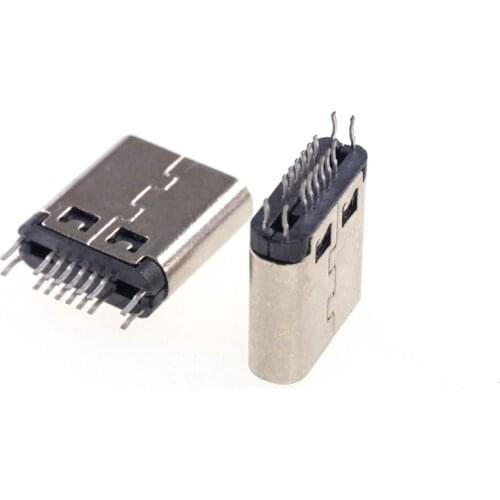 5 pcs USB 3.1 Type C Connector 16 Pin Female Socket receptacle Through Holes PCB Splint Straddle Mount 0.5A USB-C