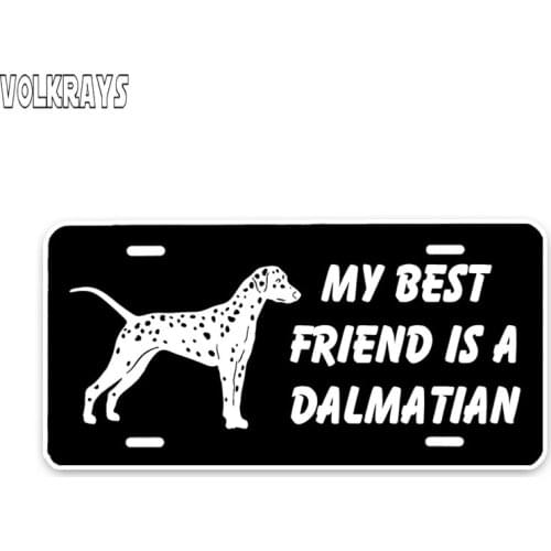 Volkrays Creative Car Sticker My Best Friend Is A Dalmatian Dog Accessories Reflective Sunscreen Waterproof PVC Decal,6cm*14cm