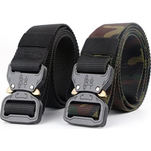 Army Tactical Belt Nylon Military Belt Wide Metal Buckle Adjustable Heavy Duty Waist Belt Hunting Camping Training Accessories