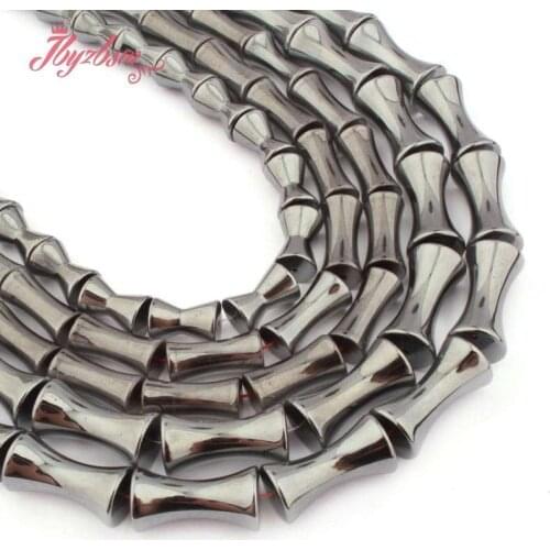 8x11,8x16,10x19mm Smooth Bamboo Black Hematite Beads Natural Stone Beads For Necklace Bracelets Jewelry Making 15" Free Shipping