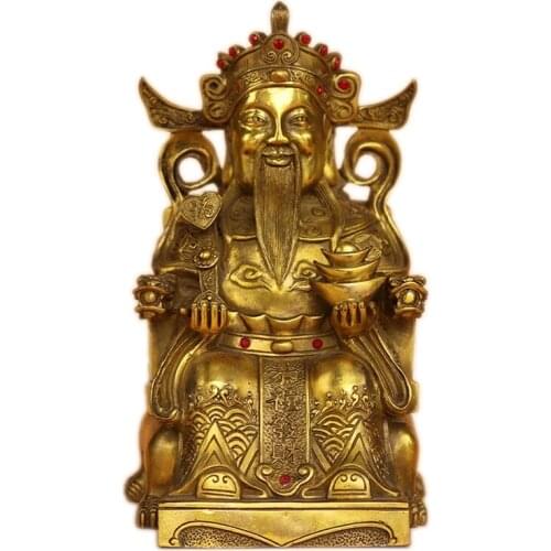Wen Wealth bronze idol sitting in the god of Wealth sums star June bronze statue bronze feng shui decoration