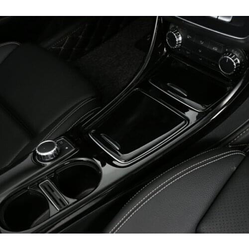 Black Console Decorative Trim Stainless Steel Air Condition Storage Box CD Panel Cover Strips For Mercedes Benz GLA CLA A Class