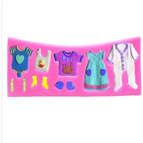 Baby Shoes Fondant Cake Mold Baby Clothes Silicone Mold Chocolate Candy Clay Mold Cake Decoration Tool