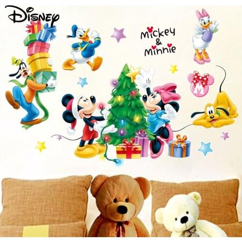 Disney cartoon Mickey wallpaper living room room decoration stickers baby bedroom Christmas wall painting decoration stickers
