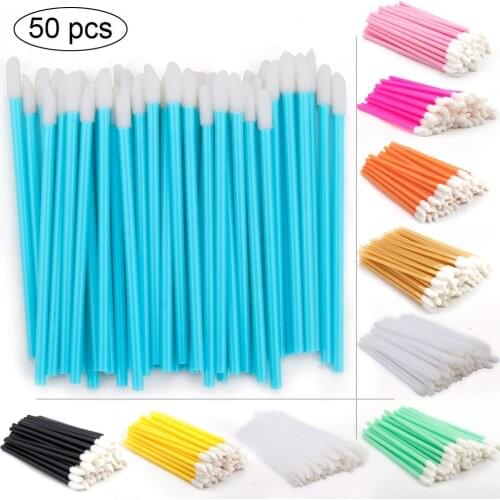50pcs Lip Brush Cosmetics Glossy Wands Applicator Lipstick Brush Disposable Mascara Wands Shadow Applicators Makup Brushes Tools
