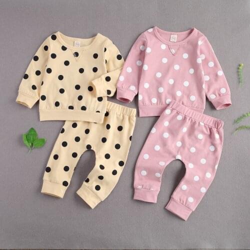 3PCS Newborn Baby Girls Clothes Sets Dots Print Long Sleeve Sweatshirts Tops+Casual Pants Infant Clothing Casual Outfits