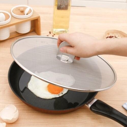 Stainless Steel 25cm 29cm 33cm Splatter Screen Net Pot Lid Silver Oil Frying Pan Lid Cooking Tools Kitchen Accessories x