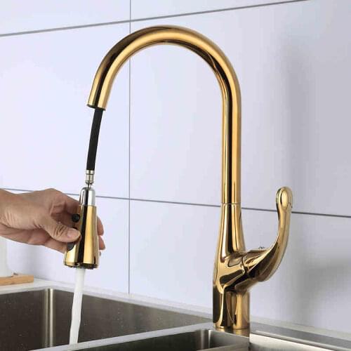New Pull Out Kitchen Faucet Gold/Chrome/black Sink Mixer Tap 360 Degree rotation kitchen Mixer Taps Kitchen Tap