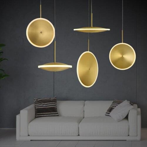 L Modern minimalist light luxury flying saucer copper chandelier bedroom bedside creative living room bar table acrylic lamp led