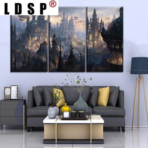LDSP 3 Panels Fantasy Castle Magical City Abstract Wall Art Canvas Print Painting Pictures Modular Poster Living Room Home Decor