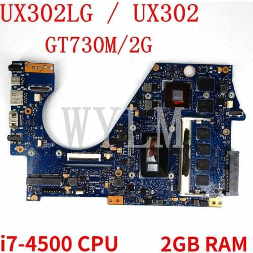 UX302LG Mainboard I7-4500 CPU 2GB RAM GT730M/2G For Asus UX302 UX302L UX302LG UX302LN UX302LNB Laptop Motherboard 100% test OK