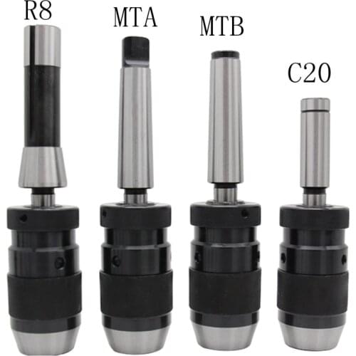 Mohs taper shank MT1 MT2 MT3 MT4 R8 straight shank connecting rod C12 C16 C20 C25 C32 B18 1-16mm self-tightening drill chuck
