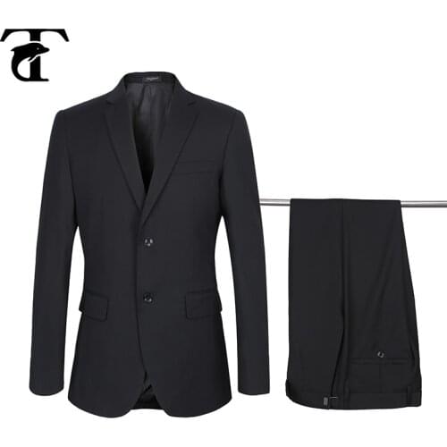 New Casual Business Men Suit Adjustable Waistband US Size Blazer Pants Two-Buttons Wedding Dress Suit 2 Pcs Terno Costume Homme