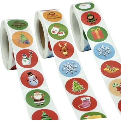 500pcs Stickers Label Stickers Cute Cartoon Animals Christmas Snowman Santa Decoration Gift for Reward Children School Supplies