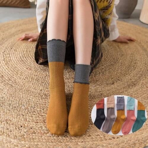 Frilly ruffle socks white pink woman kawaii calcetines women meias mulher skarpetki meia calcetas cute mujer happy korean style