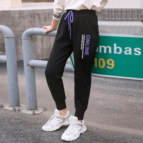 New Arrival Sport Pants for Kids Girls Cotton Loose Teenage Sportwear Clothes Letter Print Leggings Kids Clothes Girls To 12
