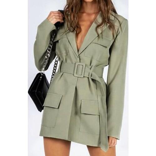 40%HOTWomen Fashion Polyester Solid Color V-neck Long Sleeve Waist Slimming Warm Coat