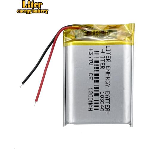 3.7V 1200mAh 103040 Lithium Polymer LiPo Rechargeable Battery For Mp3 Mp4 PAD DVD DIY E-book bluetooth