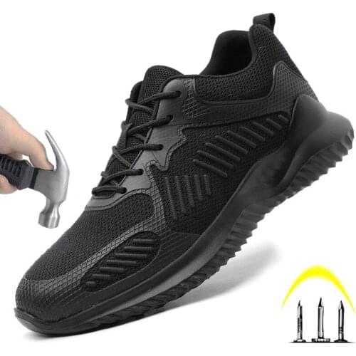 Work Boots, Wear-Resistant Rubber Soles, Lightweight Flying Woven Work Shoes, Anti-Smashing And Anti-Piercing Safety Shoes