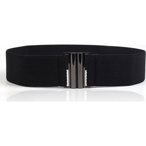 High Quality Elastic Band Wide Belts Simple Down Coat Waist Belt Female Buckle Black Strap Dress Decoration Accessories