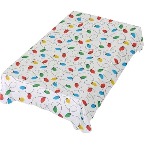 Romantic Tablecloth Cute Christmas Rainbow Light Bulb Rectangle Table Cover