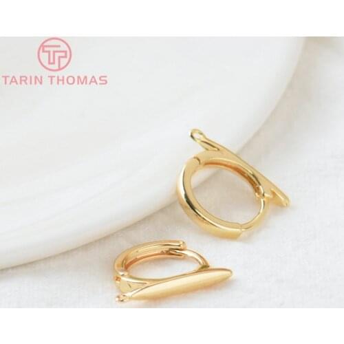 6PCS 14x17MM Hole 1.5MM 24K Gold Color Brass Rod Earrings Hoop Earrings Clip High Quality DIY Jewelry Making Findings