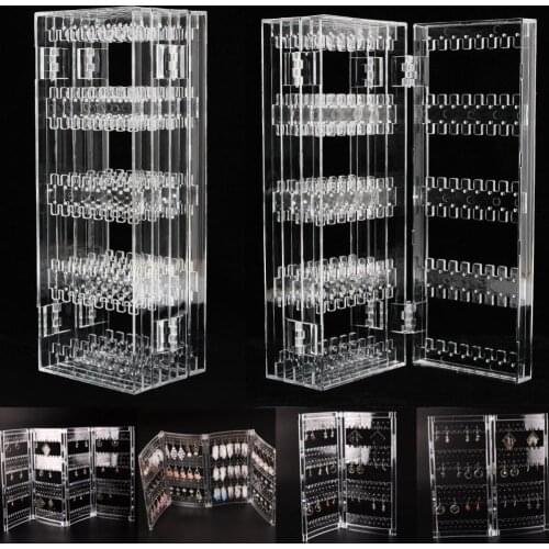 Foldable Jewelry Display Lady Necklace Stud Earrings Holder Hole Showcase Jewelry Display Rack Organizer Stand Storage Box