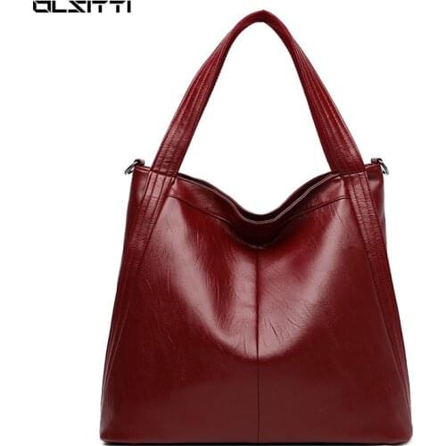 OLSITTI Solid Color PU Leather Shoulder Bags for Women 2021 Fashion Casual Tote Bag Large Capacity Lady Travel Crossbody Bags