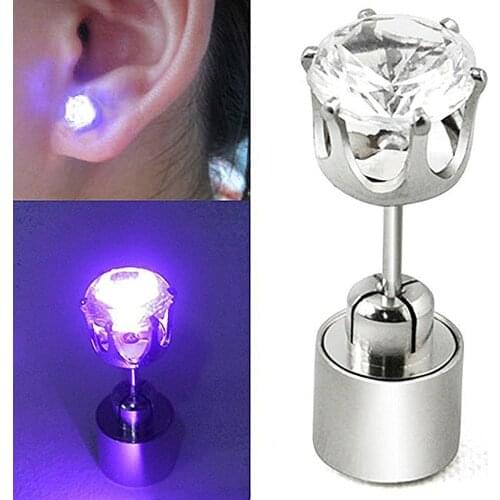 LED Luminous Ear Stud Earrings Dance Party Accessories Light Up LED Flashing Earring Jewelry