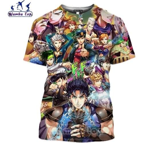 Mamba Top 3D Print Comics JoJo Bizarre Adventure T Shirt Women Anime Tshirt Men Superpower Substitute Cool Punk Hip Hop Clothing