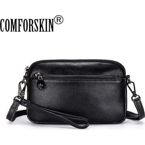COMFORSKIN Drop-shipping Guaranteed Cowhide Women Messenger Bag Ladies Flap Cross-body Bag For Female Genuine Leather Woman Bag