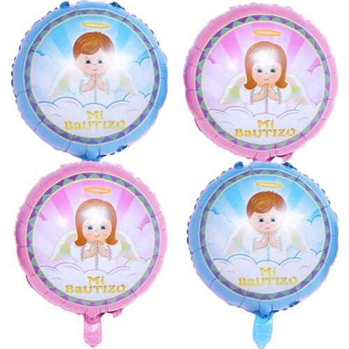 18 inch baby baptism balloon angel baby aluminum foil balloon blue boy pink girl baby baptism party decoration balloon