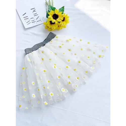 White Mori Flower Korean Cotton Skirt Summer Chiffon Harajuku Cute Pleated Girls Skirt Tulle Falda De Tul Woman Skirts BW50DR