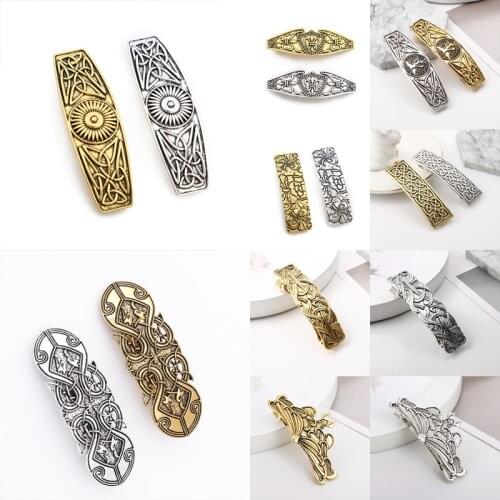 Viking Hairpin Nordic Celtics Knots Crown Vintage Metal Hair Barrettes Dragons Slide Hair Clip Women Hair Jewelry Accessorie