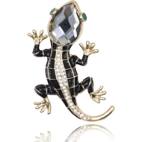 Crystal Lizard Gecko Brooches for Women Jewelry Luxury Cute Fashion Animal Lapel Pins Shining Jewelry Kids Clothing Accessories